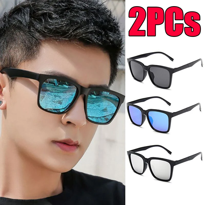 1/2PCs Unisex UV400 Fashion Driving Sunglasses for Men Trendy Sports Style Cycling Glasses Male Eyewear