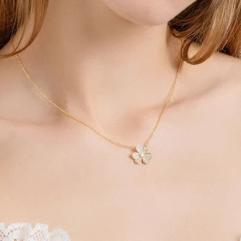 قلادة البرسيم الماسية الكاملة للنساء، قلادة السماء المرصعة بالنجوم متعددة الاستخدامات، سلسلة الترقوة