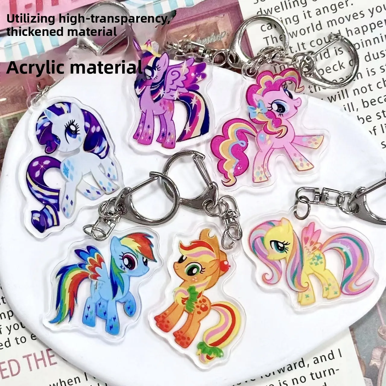 My Little Pony Acrylic Keychain Bag - Cute Decoration, Acrylic Cartoon Keychain Pony