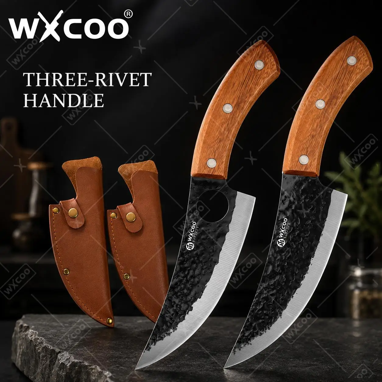WXCOO Hand Forged Full Tang Chef Knife Butcher Knife Meat Cleaver for Cutting Meat Vegetables Kitchen Cooking Boning Knife