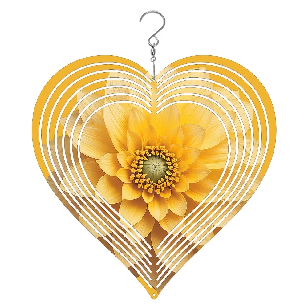 Iridescent Yellow Dahlia on Golden Background, Elegant Floral Art Wind Chime, Sophisticated Gift for Various Occasions