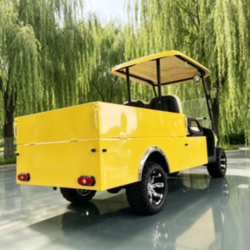 China Supplier Wholesale Electric Golf Cart 2 Seats Golf Cart Cargo Cart With Off-Road Tires Rear Cargo Box Upholstered Seat
