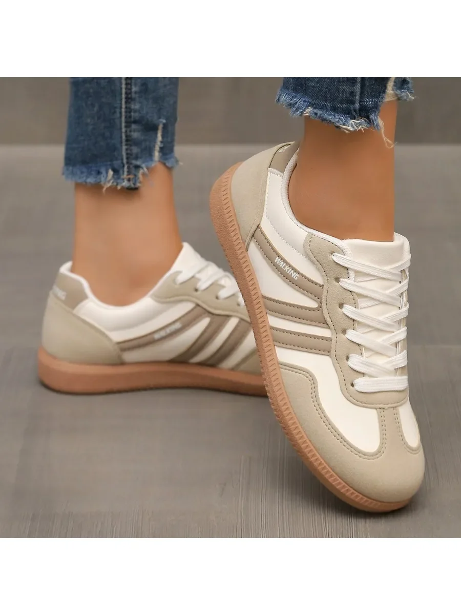 Baskets Plates de Luxe Confortables à Enfiler pour Femme, Chaussures d'Extérieur Légères et Souples, Nouvelle Collection Printemps 2025