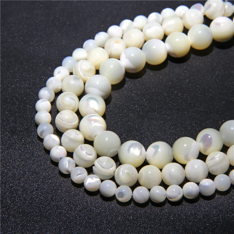 6/8/10/12mm Round Trochus Shell Bead Natural Mother Of Pearl Seashells Beads For Jewelry Making DIY Necklace Bracelet Accessory