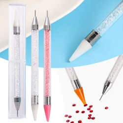 1pcs Crystal Double Head Point Drill Pen Gem Rhinestone Picker Wax Pencil 2Ways Use Sticking Picking Dotting Jewelry Tools