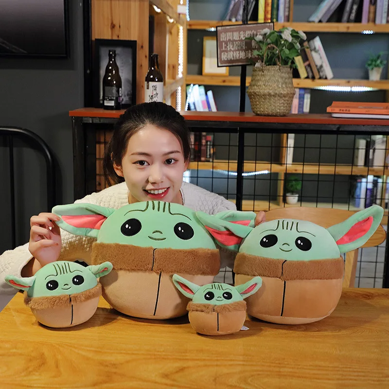 Disney Star Wars Yoda Grogu Series Round Plush Doll Toys Kawaii Throw Pillow Sofa Back Cushion Bedroom Decoration Kids Xmas Gift