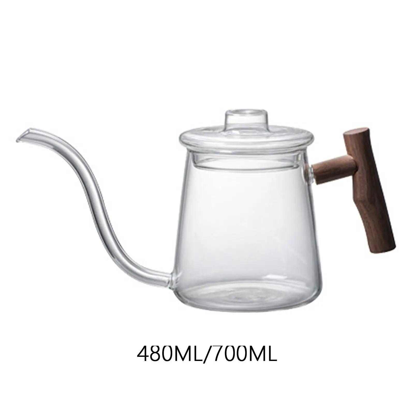 

Glass Stovetop Gooseneck Kettle Ergonomic Handle Water Boiler Long Narrow Spout Borosilicate Glass Tea Kettle for Boiling Water