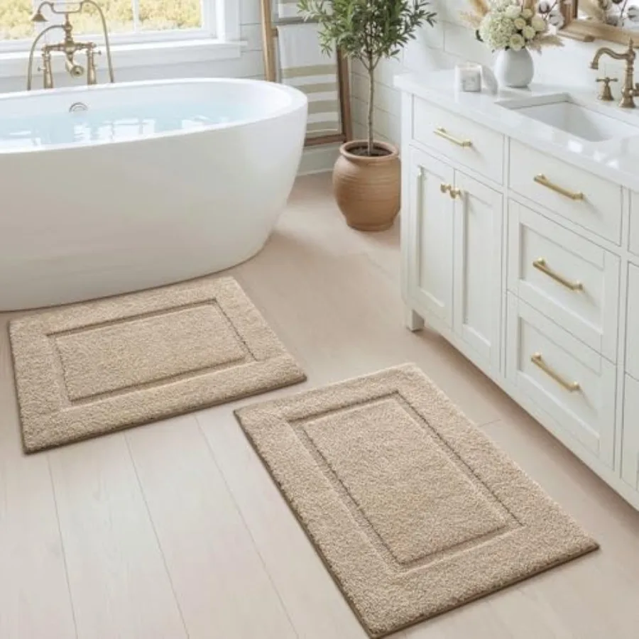 

Набор ковриков для ванной, 2 шт., 32x20, моющиеся, нескользящие, впитывающие, быстросохнущие, с резиновой основой, ультрапрочные