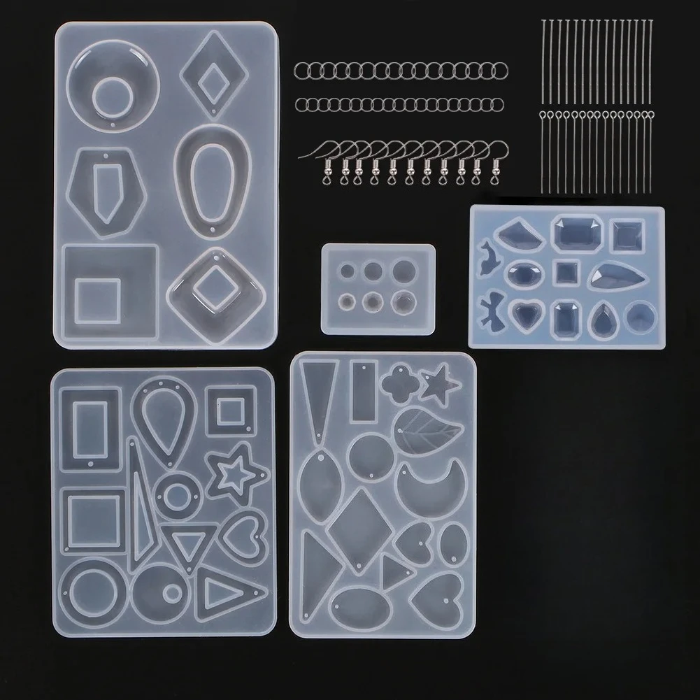 

1Set Earring glue dropping mold jewelry accessories set manual DIY epoxy silicone mold Necklace Pendant production