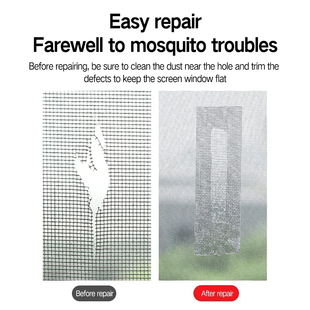 Auto-adesivo Mesh Window Screen Repair Tape, Porta Net, Buracos quebrados, Reparação Fix Patch, Anti Inseto, Mosquito, 1 Rolo