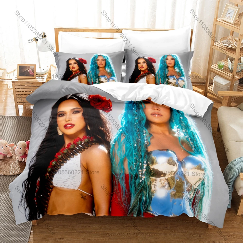 Becky G Encuentros Bedding Set Includes Duvet Cover + 2 Pillowcases Retro Western Latin Pop Tour Poster Bedroom Decor For Music