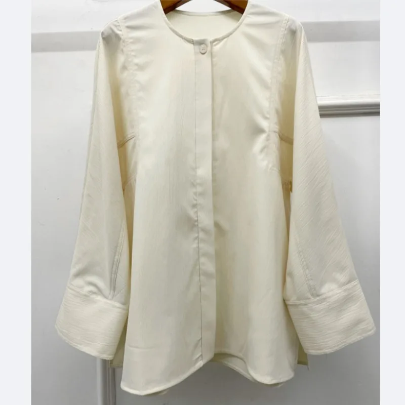 Primavera e verão novo coreano simples casual solto camisa de manga comprida top shorts terno para mulher