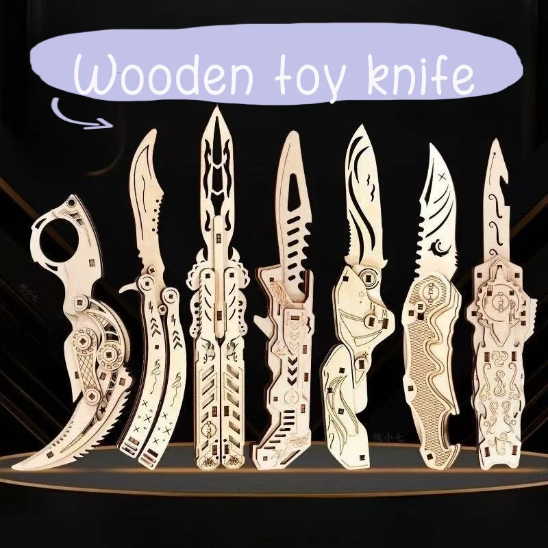 DIY Wooden Jigsaw Puzzle Block Process Education Model Manual Kit Multiple Folding Knife Assembly Toys