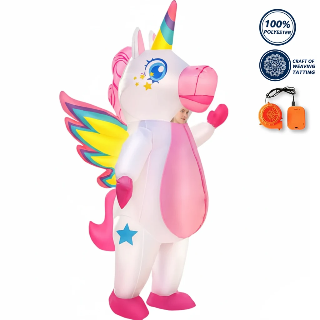 

Надувной костюм единорога для взрослых, забавный костюм единорога для мужчин и женщин, костюм для косплея на Хэллоуин, наряд для вечеринки (155-190 см)