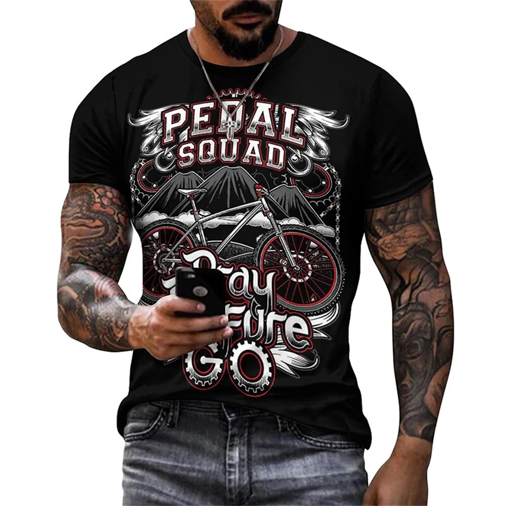 Vintage Bike Graphic T Shirt Man Clothing 3D Printed Bicycle T-Shirt Gym Sport Tops Tee Streetwear Men Clothes Short Sleeve Tops