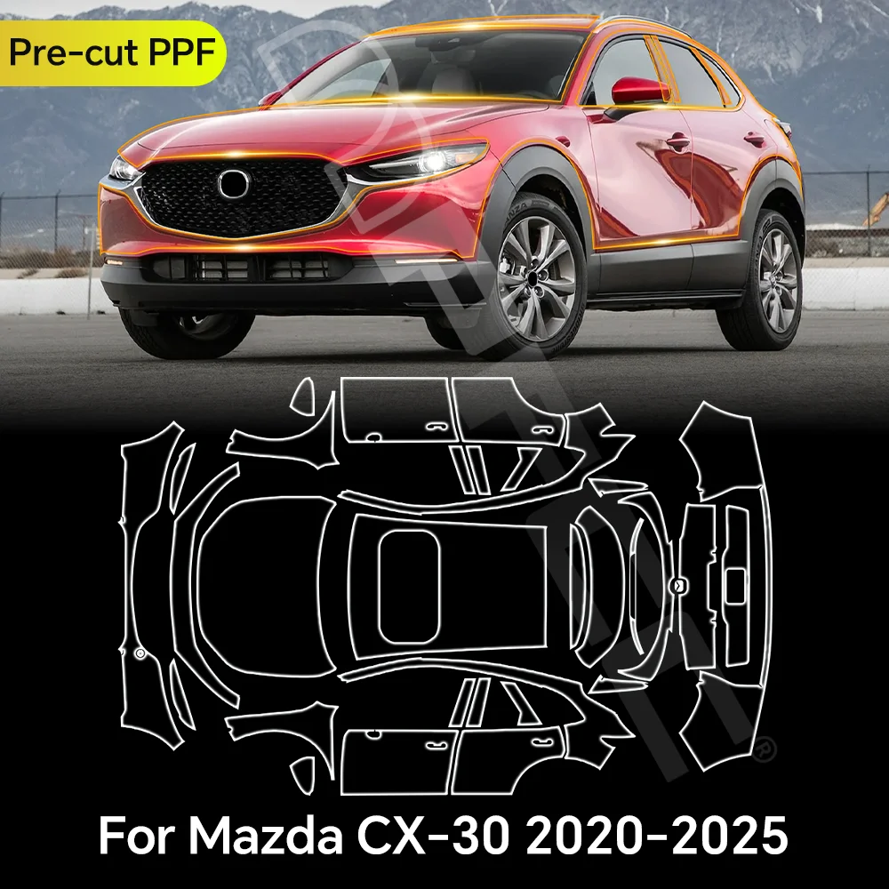 

For Mazda CX30 CX-30 2020-2025 TPU Paint Protection Film Clear Bra Car Body Anti-Scratch Pre-cut PPF Resistant Invisible Cover