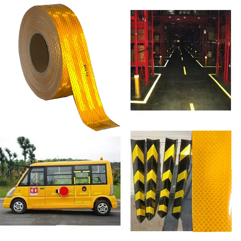 1/3/5/10M DOT-C2 Reflective Safety Tape  Yellow Conspicuity Waterproof Reflector Sticker For Vehicles Trailers Boats Sign