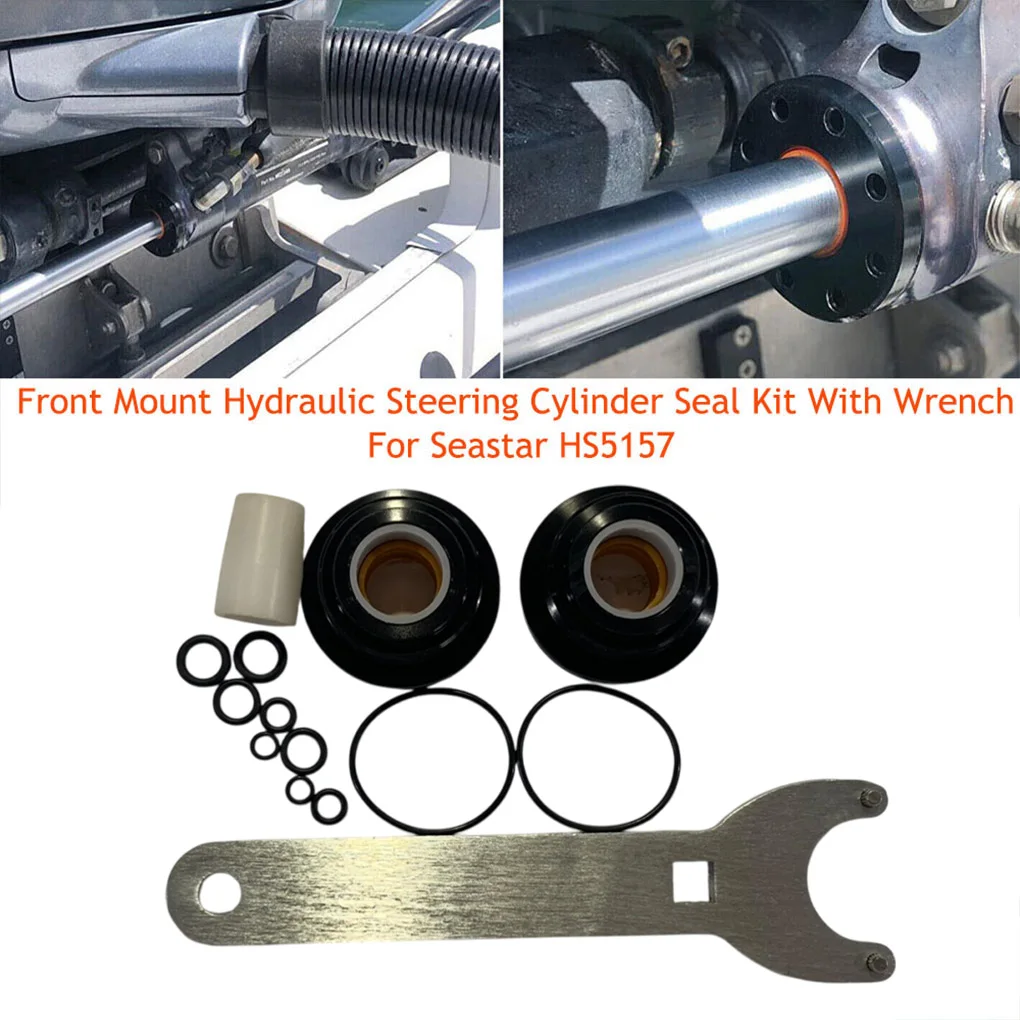

HS5157 Front Mount Hydraulic Steering Cylinder Seal Kit with Pin Wrench Replacement for Seastar HC5340 HC5341 HC5342 HC5343