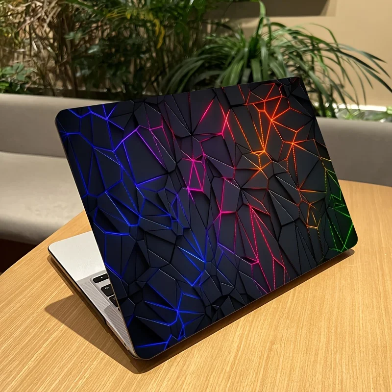 

2 packs of electronic pattern grid laptop stickers, minimalist theme, scratch-resistant and water-resistant protective cover,