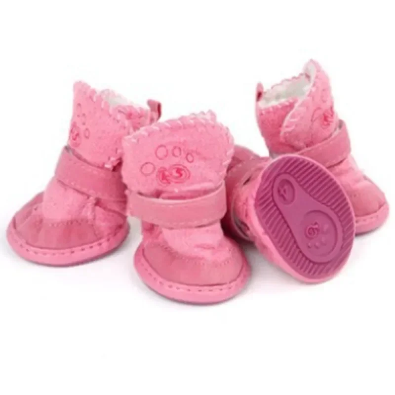 Pet Dog Shoes 4pcs Thick Warm Rain Snow Carton Boots Prewalkers Walking Puppy Sneakers Dog Accessories