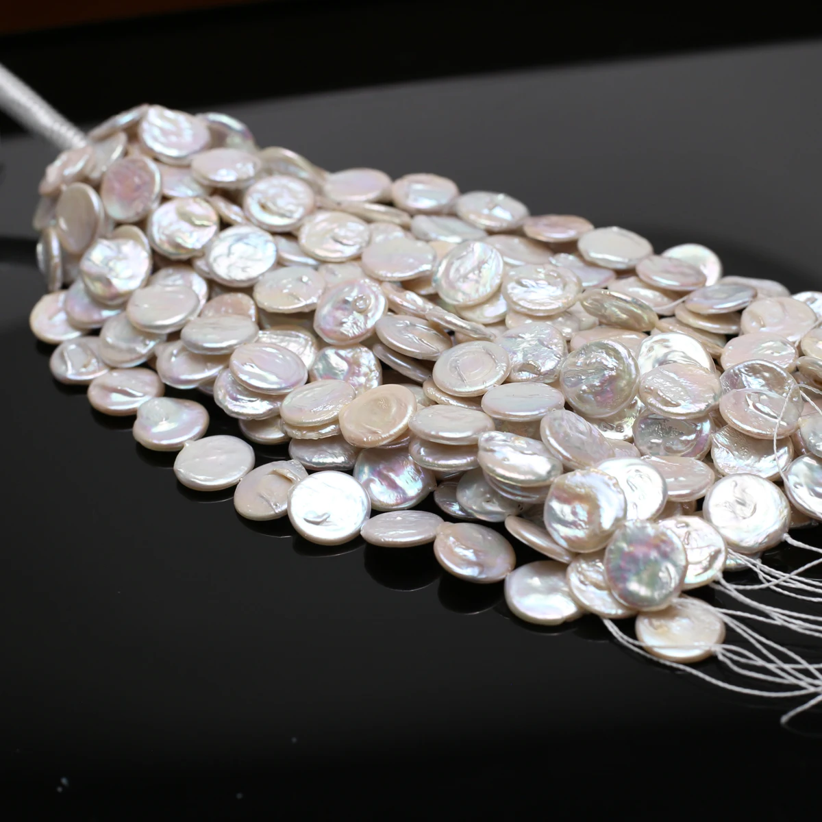 15x15 مللي متر الباروك لؤلؤ المياه العذبة الطبيعية عملة الخرز Charms DIY بها بنفسك النساء الرجال قلادة مستلزمات صناعة المجوهرات اكسسوارات 18 سنتيمتر