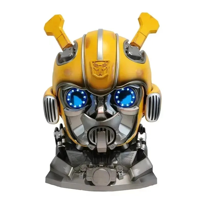 ใหม่ 2024 Hot Bumblebeeหมวกกันน็อกภาษาอังกฤษVoice Controlหน้ากากบลูทูธฐานLight Up Eyes Action Collectionสําหรับของขวัญเด็ก