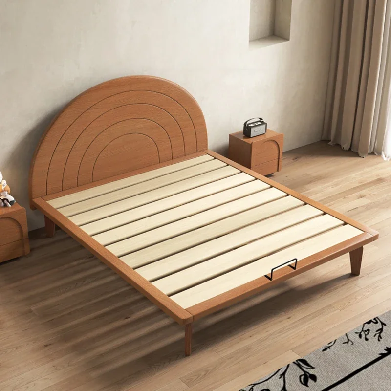 Modern Bedroom Double Bed Full Size Designer Wooden Platform Double Bed Headboards Luxury Princess Beliche Lounge Furniture
