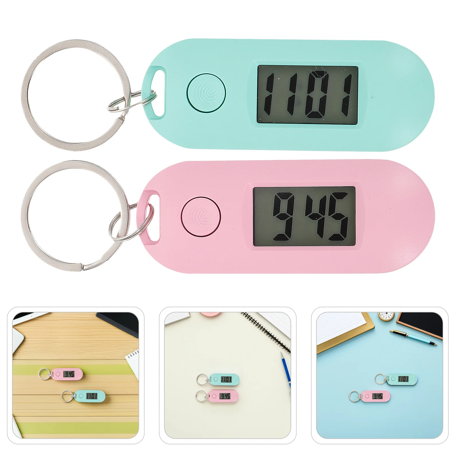 4 個ミニキーホルダー時計学生電子デジタルフォブ軽量サイレントディスプレイ時間管理ツール学校試験毎日用