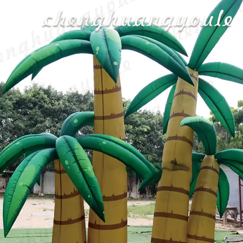 

Inflatable coconut tree air model with blower and white LED lights outdoor beach play decorative props