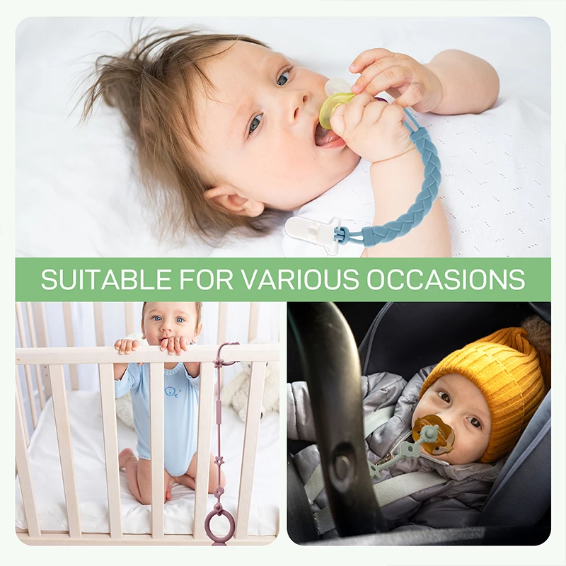 

6-Piece Set of Baby Toy Chains and Silicone Pacifier Clips For Strollers and Car Seats For Pacifiers and Teething Toys BPA-Free