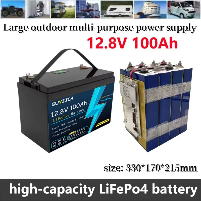 

100AH 12.8V LiFePO4 Battery Pack A-grade 5000+ Cycle Lithium Battery 12V 150A Built-in BMS Suitable for Solar RV and Boat Off-