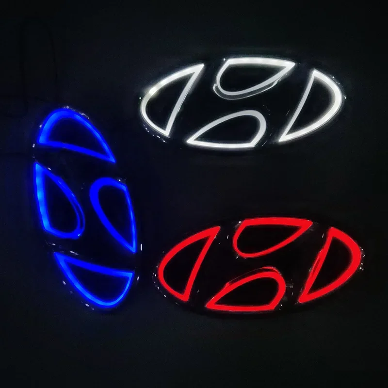1pcs Car 5D LED Front Rear Light Emblem Sticker Accessory For Hyundai Genesis N-LINE I10 I20 I30 I40 IX20 IX35 Kona Getz Veloste view 5