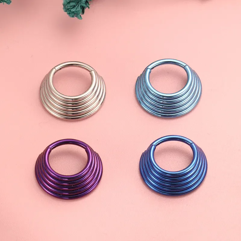 ASTM F136 Titanium Hinged Septum Clicker Nose Ring Piercing Helix Daith Earring Implant Grade Anodized High Quality Body Jewelry