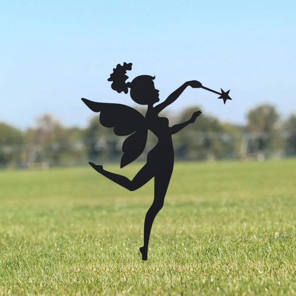 1pc Easy Ground Installation   Enchanting Metal Fairy Garden Stake Whimsical Ballet Dancer Silhouette with Floral Accents