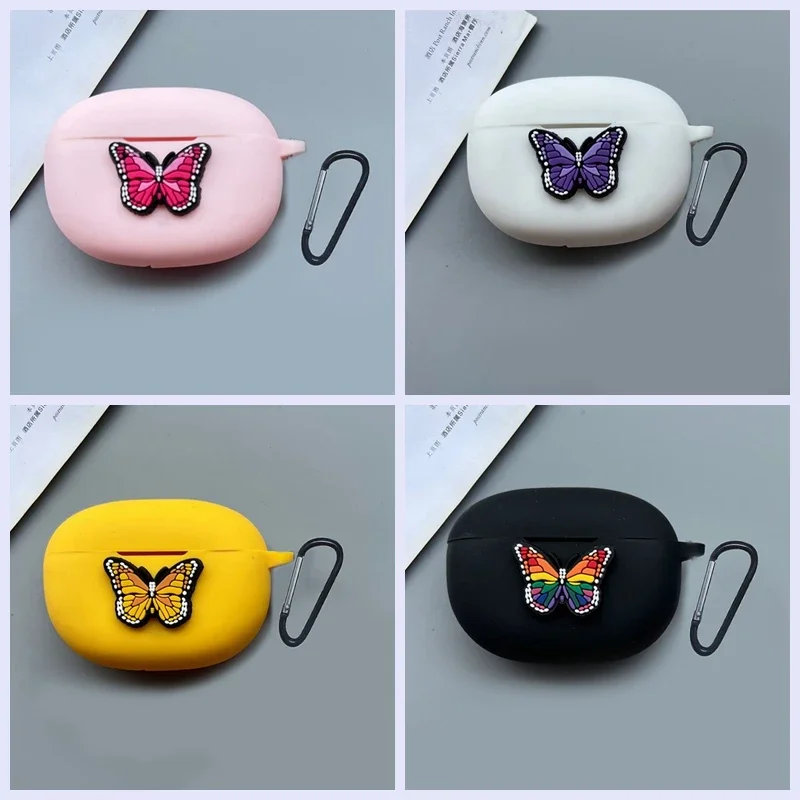 Capa de silicone para Redmi Buds 5 Pro, Borboleta fofa dos desenhos animados, Proteja a capa para Buds5 Pro