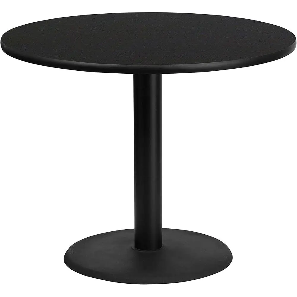 Round Black Laminate Table Top Bar Height Hospitality Table Sturdy Water Resistant Scratch Resistant Durable Easy Maintenance