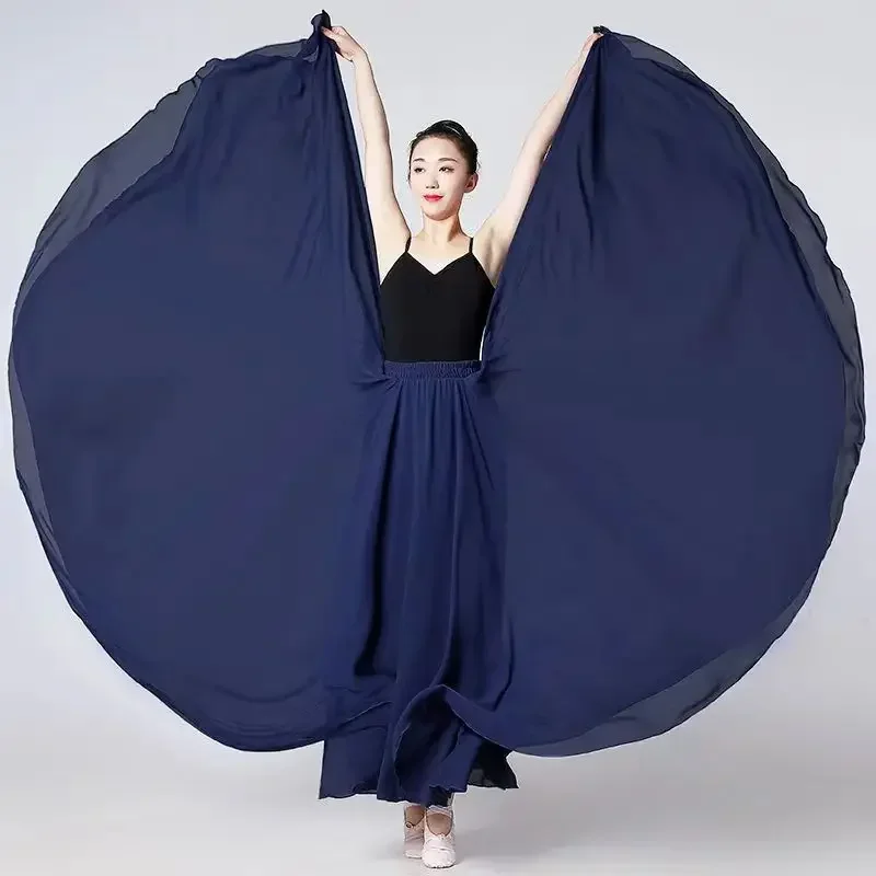 

720 Degree Chiffon Skirt Ballet Belly Dance Women Gypsy Double-layer Long Skirts Dancer Practice Wear Stage Performance Skirts