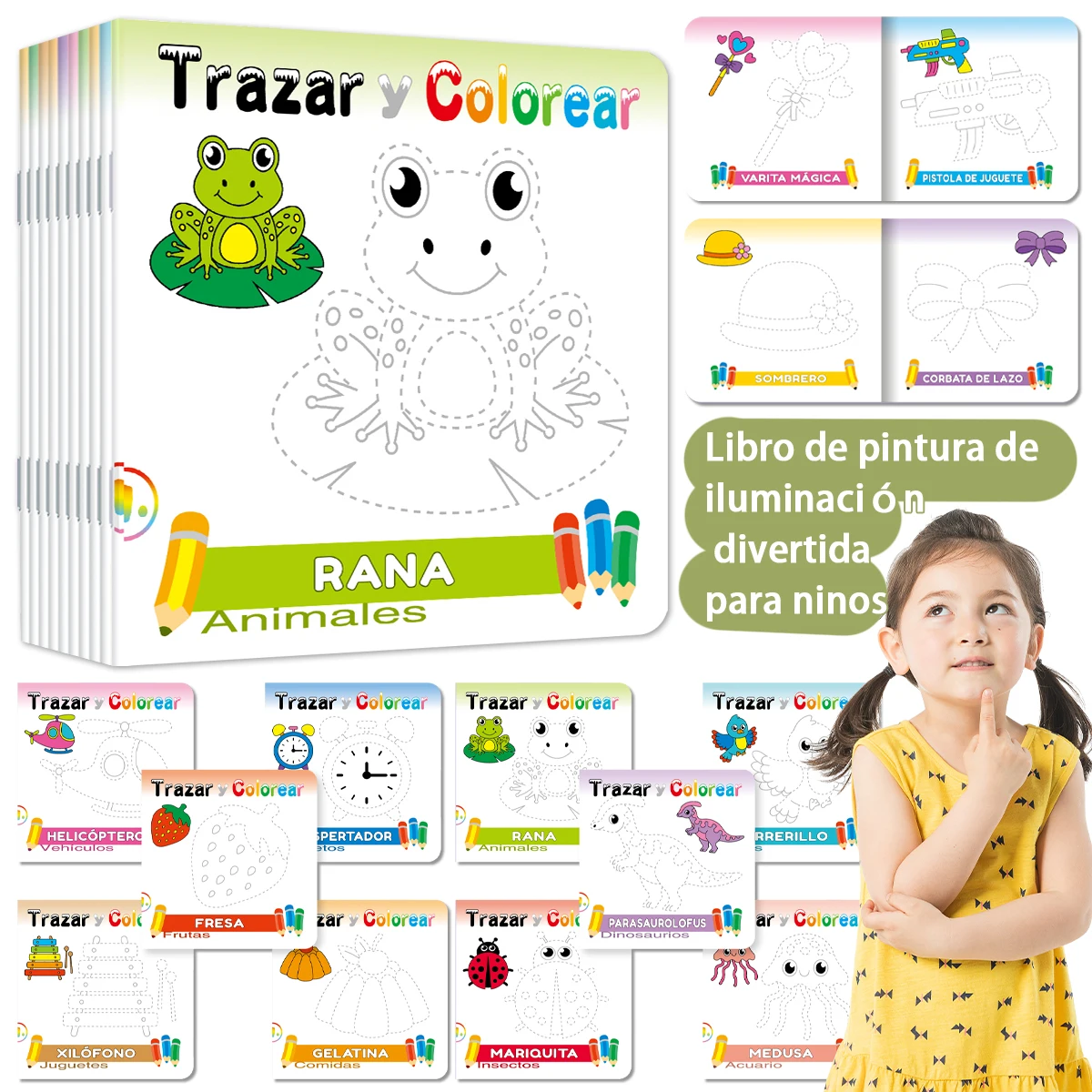 

Ten Spanish-style minimalist coloring books—DIY coloring to boost cognitive skills and fine motor skills.