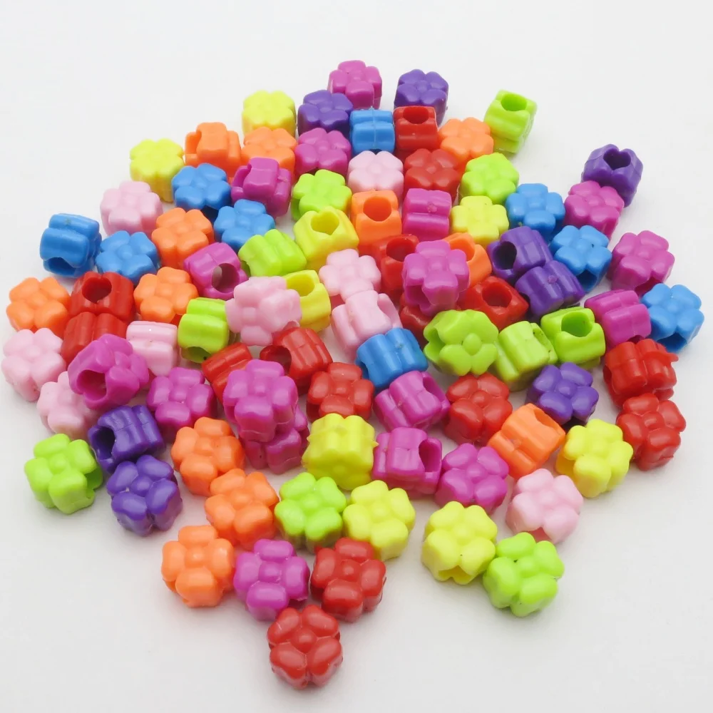 

50pcs Colorful Flower Beads Fashion Big Hole Beads Hair Dreadlocks beads rings DIY Bracelet Necklace Jewelry Making Handicrafts