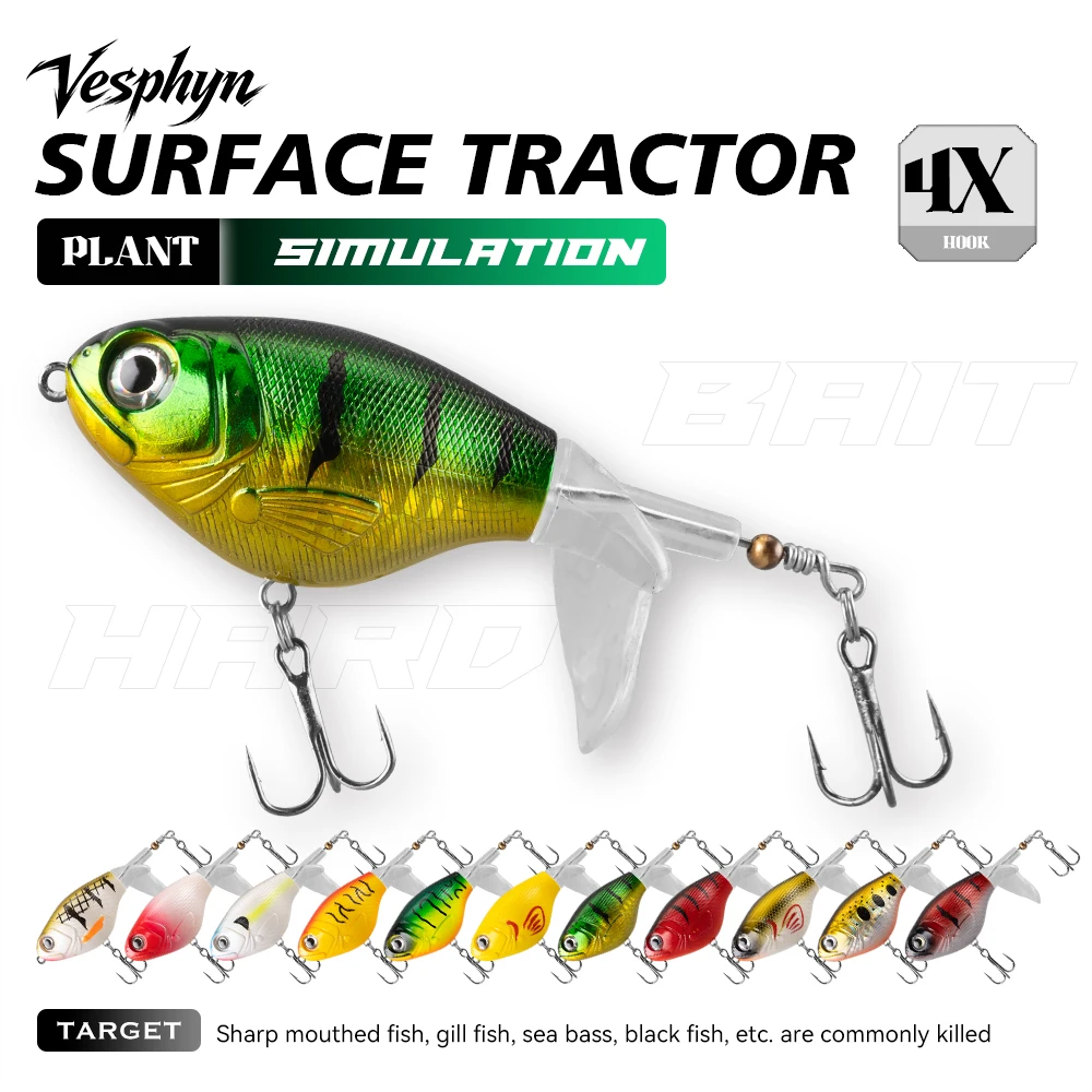 1PC 8cm/9cm Whopper Plopper Topwater Fishing Lure Surface Tractor Floating Propeller Hard Bait for Bass Pike