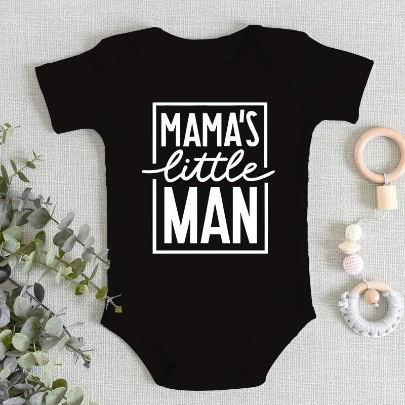 

Mama's Little Man Print Newborn Autumn Bodysuit High Quality Soft Cotton Infant Boy Clothes Funny Cute Baby Short Sleeve Romper