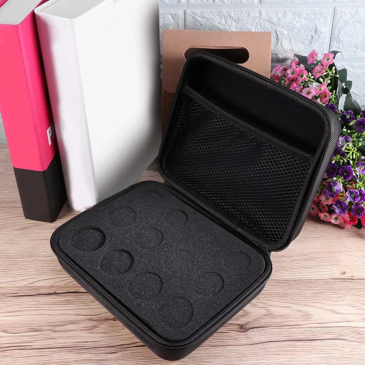 กระเป๋าเก็บน้ำมันหอมระเหยแบบแข็ง 1 ชิ้น 12 ช่อง ขนาด 5 มล. 10 มล. 15 มล.  วัสดุ EVA กันน้ำ พกพาสะดวก สำหรับขวดลูกกลิ้ง น้ำมันหอมระเหย