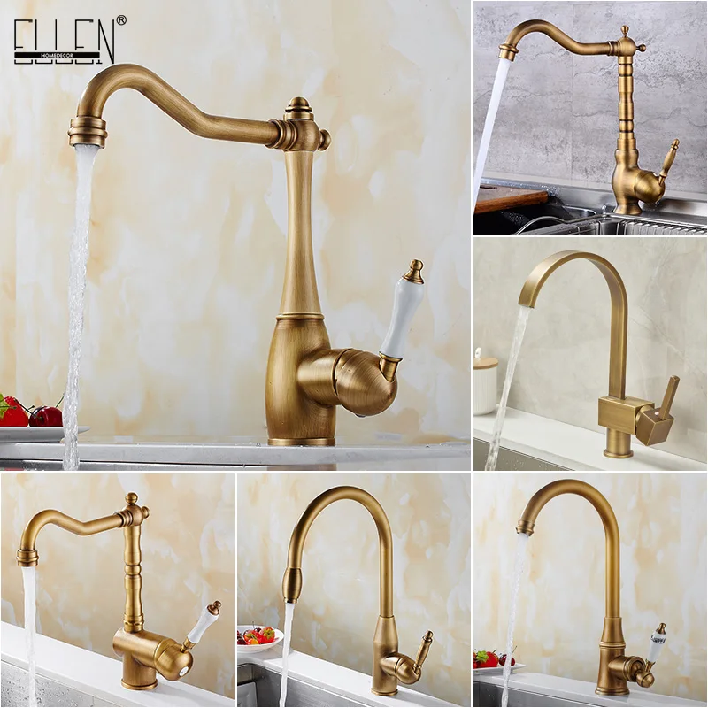 Antique Bronze Kitchen faucets 360 Rotate Swivel Faucet Hot Cold Water Tap Mixer Kitchen Sink Faucet ELK331