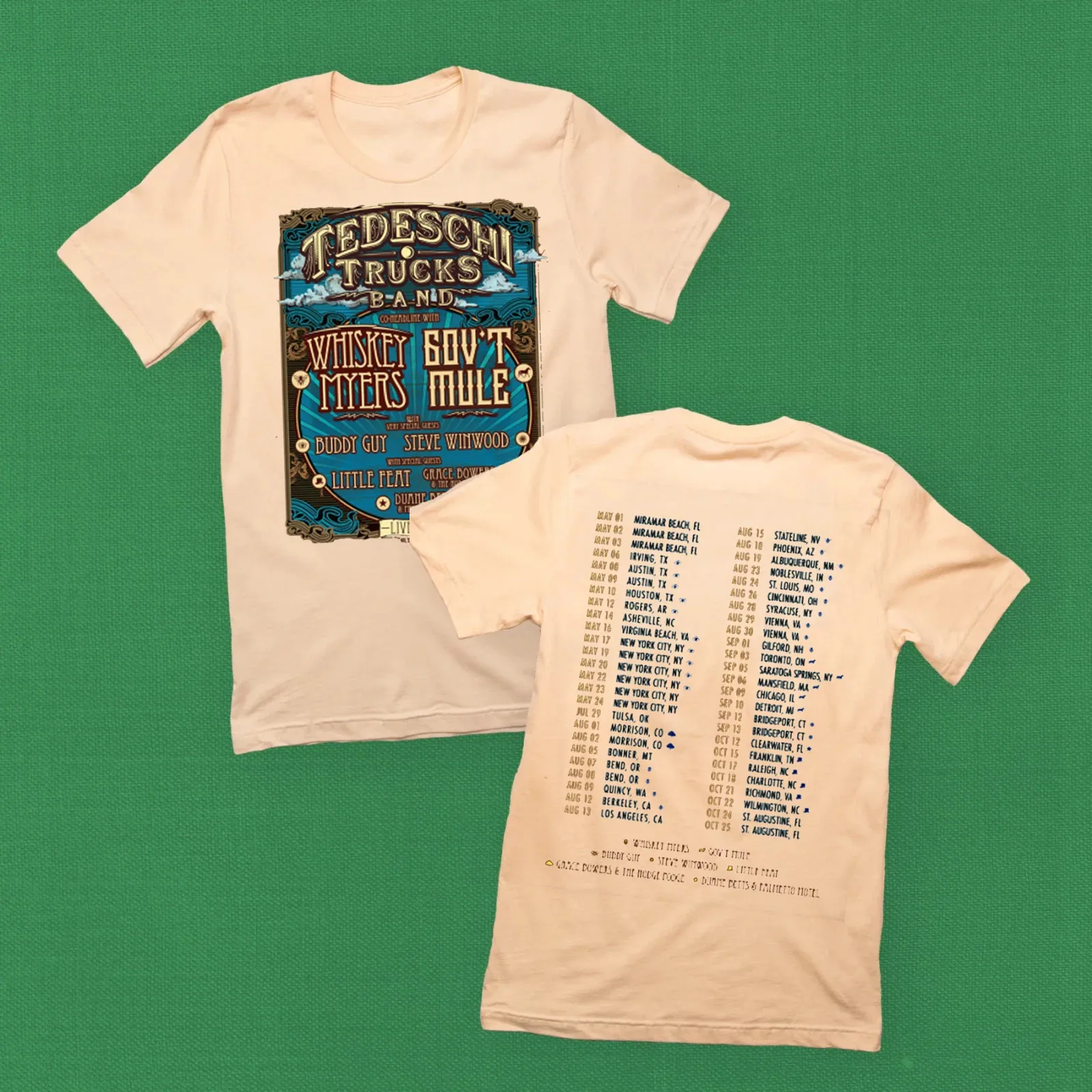 

Tedeschi Trucks Band Tour 2025 Double Sided Sand T shirt Full Size S-5XL