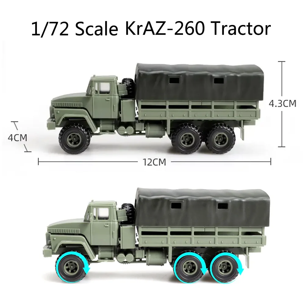 1:72 비율 우크라이나 러시아 KrAZ-260 트랙터 군사 차량 트럭 장난감 블록 자동차 조립 모델 빌딩 키트 DIY 육군 컬렉션