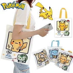 SLaura tle-Sac à main en toile Pokemon Pikachu pour femme, Sac à main décontracté pour femme, Sac fourre-tout réutilisable, Sac à provisions de grande capacité, Initiated Psyresines