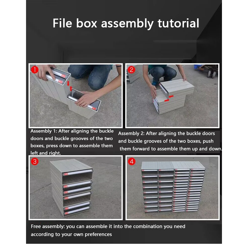 A4 File Box Drawer-Type Component Box Data File Storage Desktop Storage Box Cofmbination File Cabinet