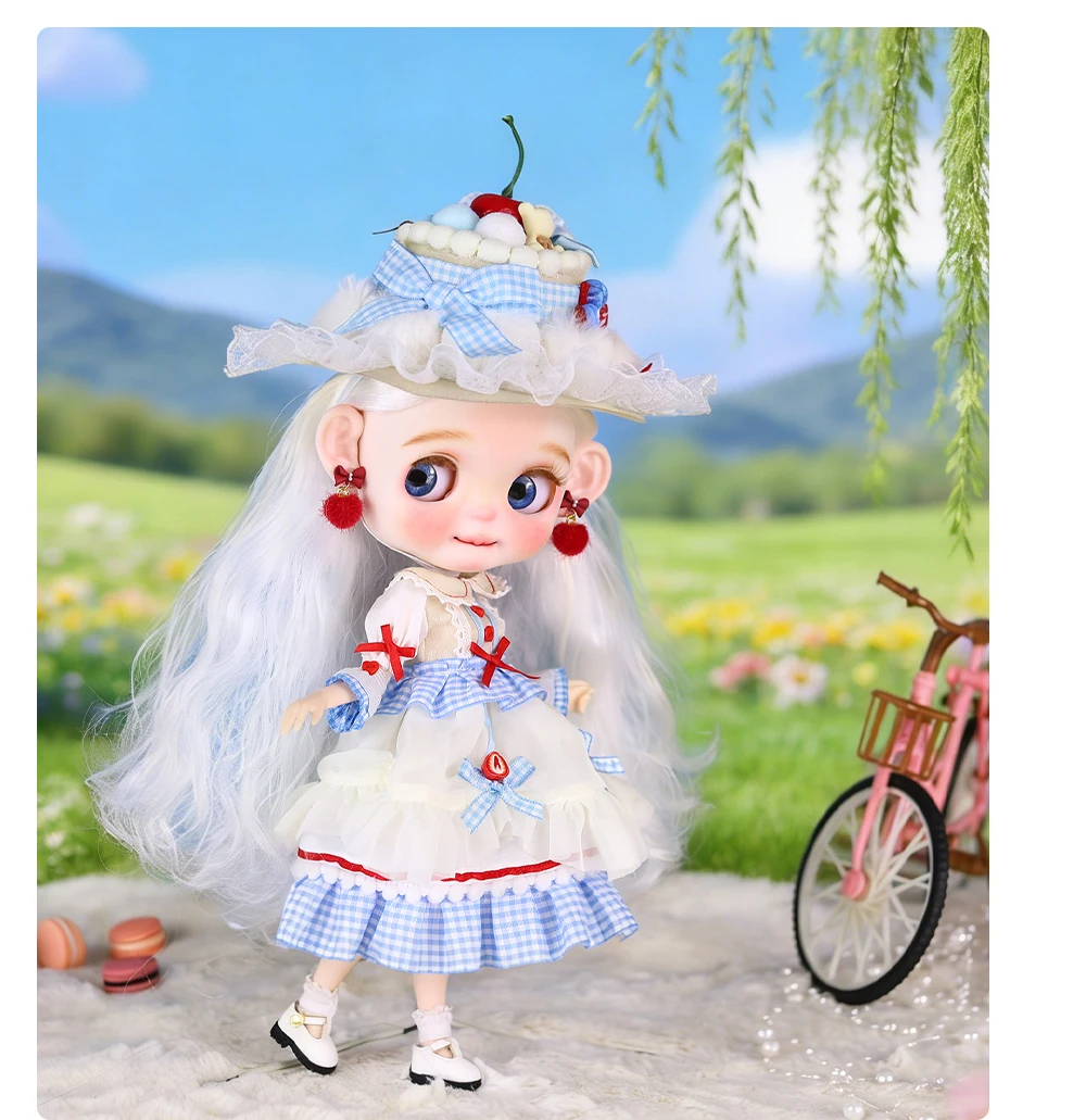 Neo Blythe Doll Sweet Cherry Cake Picnic Dress 3