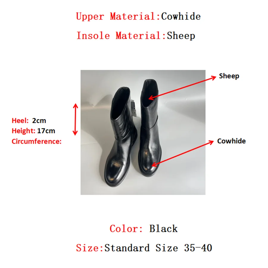 Withered French Fashion Ladies's Leather Slip-On Flat Chimney Boots Minimalist Black Chelsea Boots Women