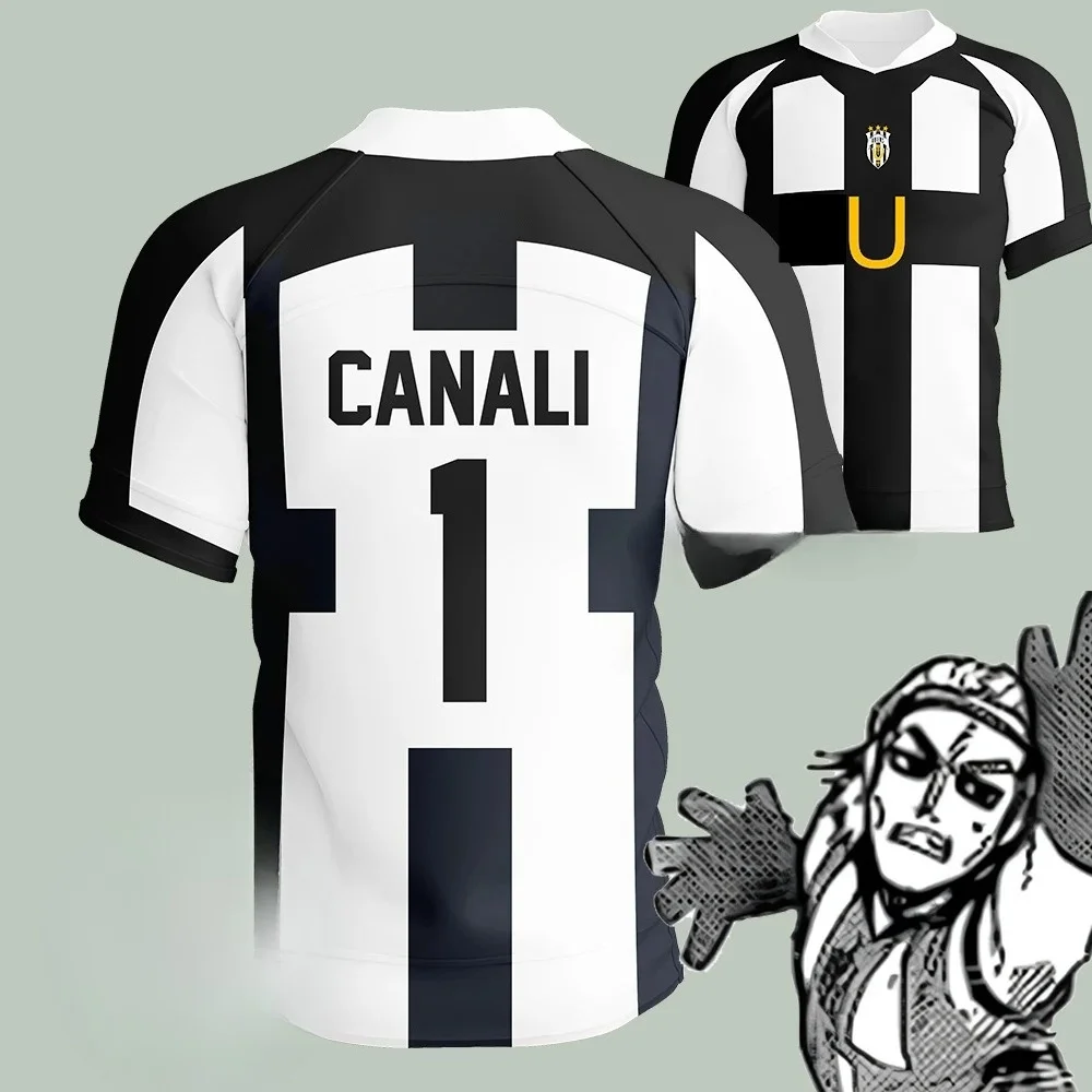 Maillot de football à manches courtes en collaboration avec l'anime, avec impression CANALI et numéro 1, pour usage quotidien et sportif